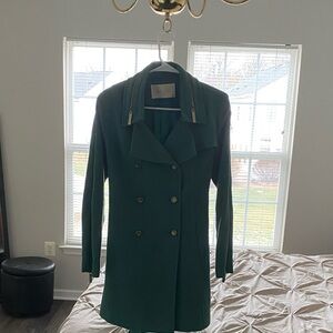 Elegant Green Double-Breasted Women's Coat